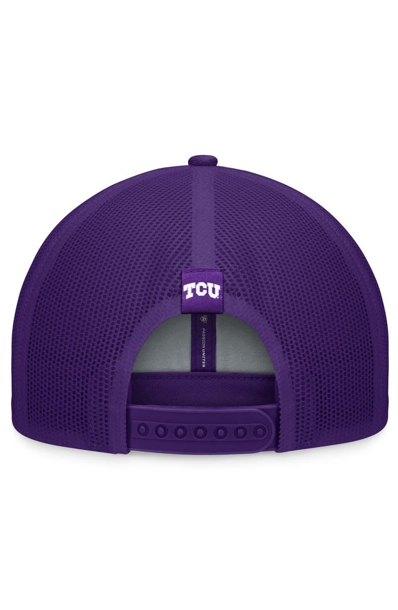TOP OF THE WORLD Men's Top of the World Purple TCU Horned Frogs Carson Trucker Adjustable Hat, Alternate, color,