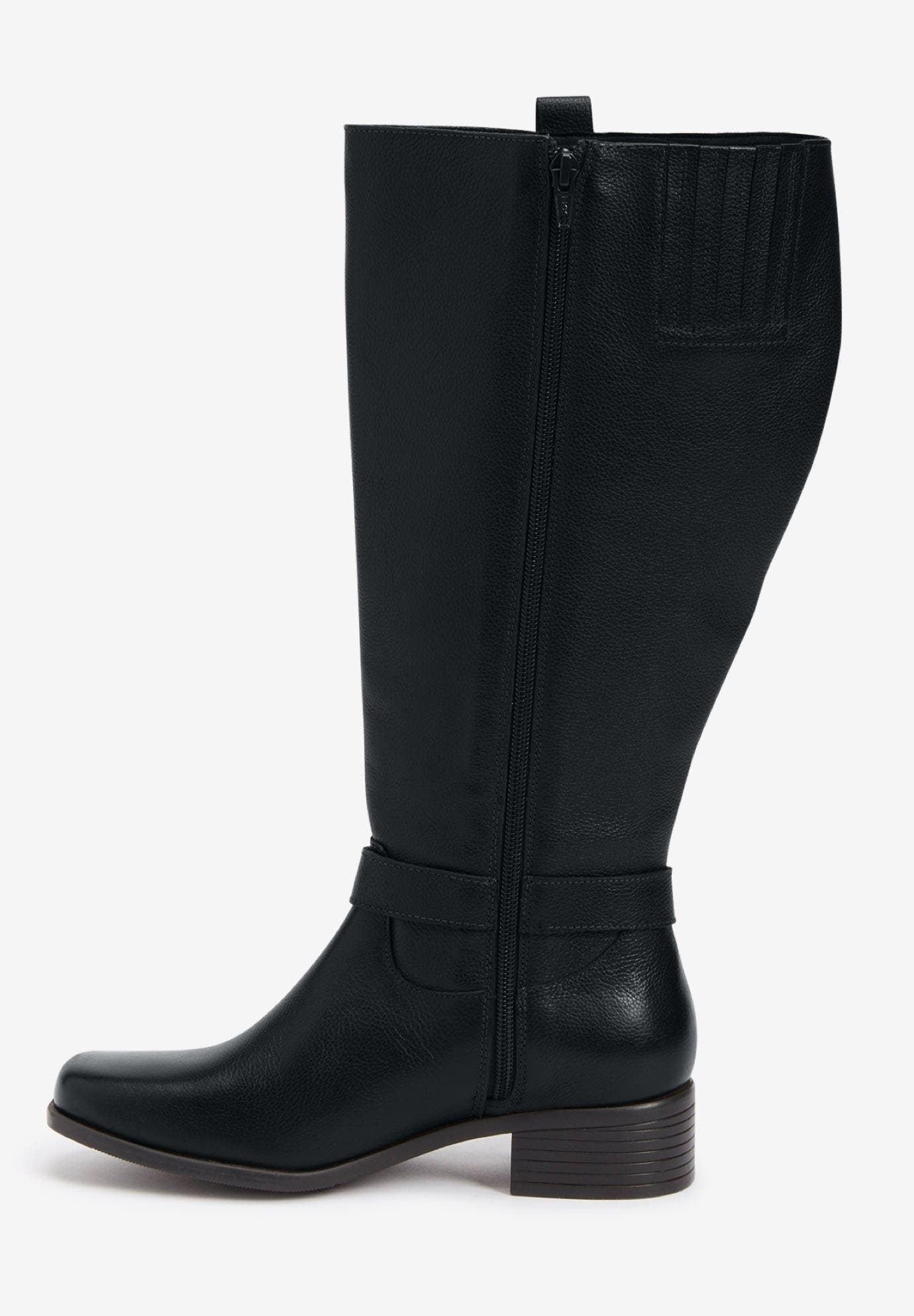 Comfortview The Donna Tall Wide Calf Leather Boot, Alternate, color, Black
