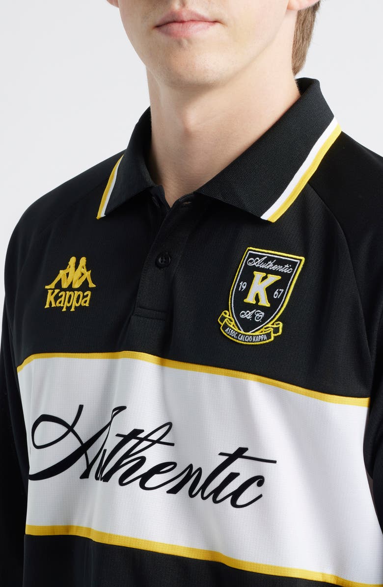 KAPPA Odran Authentic Soccer Shirt, Alternate, color, Black - Yellow Spectra - White
