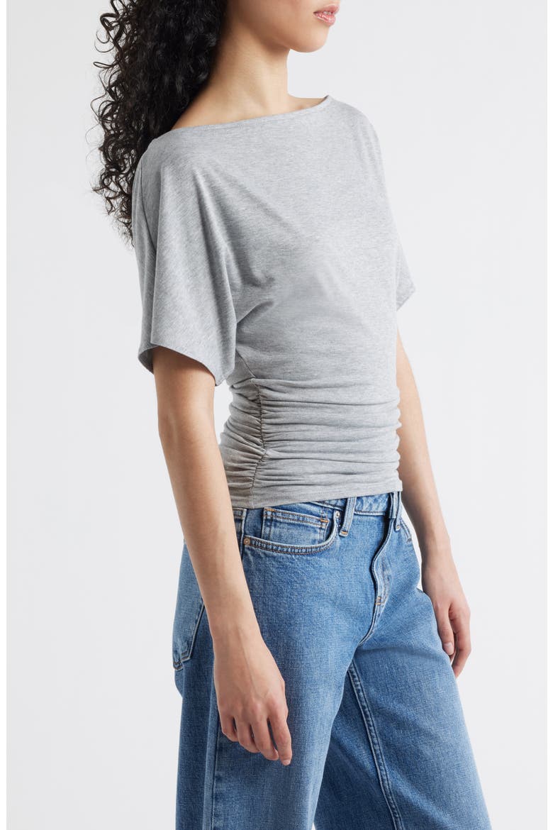 Ruched Boat Neck Top, Alternate, color, GREY