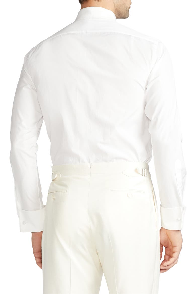 Aston Pleated Cotton Poplin Tuxedo Shirt, Alternate, color, WHITE