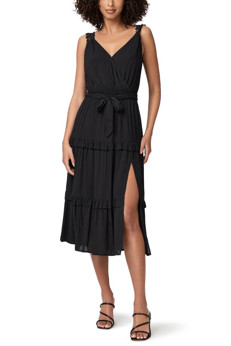 Riviera Tiered Midi Dress, Main, color, BLACK