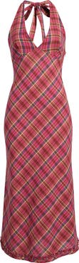 BDG Urban Outfitters Rita Plaid Halter Midi Dress