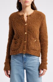 FRAME Patch Pocket Bouclé Cardigan