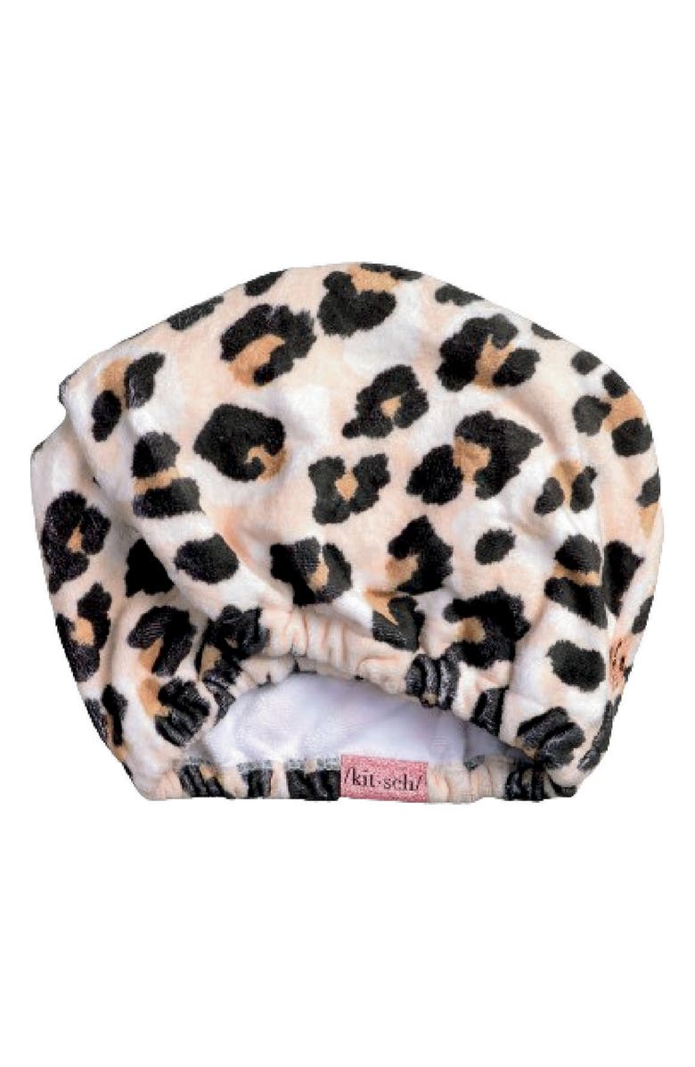 Kitsch Leopard Print Microfiber Hair Towel, Main, color, Leopard