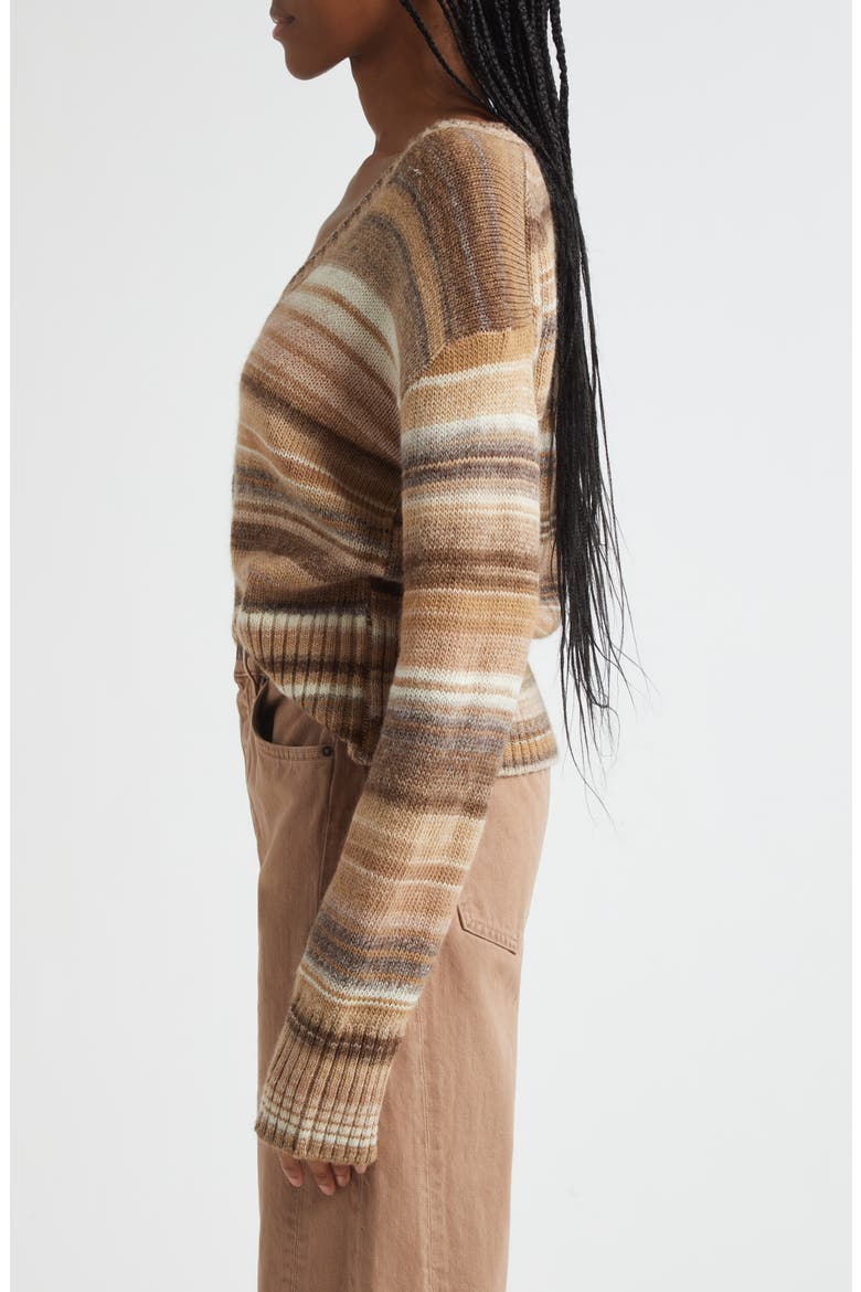 Diora Stripe Wool Blend Sweater, Alternate, color, DESERT KHAKI MULTI