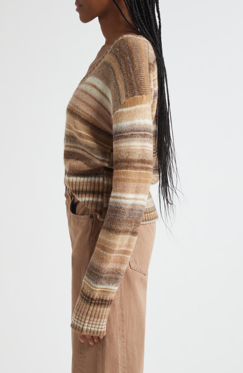 Veronica Beard Diora Stripe Wool Blend Sweater, Alternate, color, Desert Khaki Multi