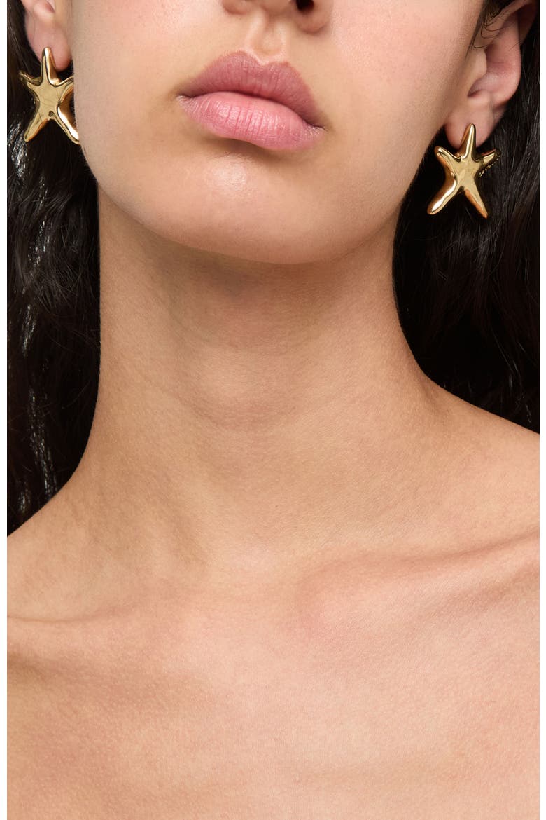 Medium Gold-tone Star Earrings, Alternate, color, Gold