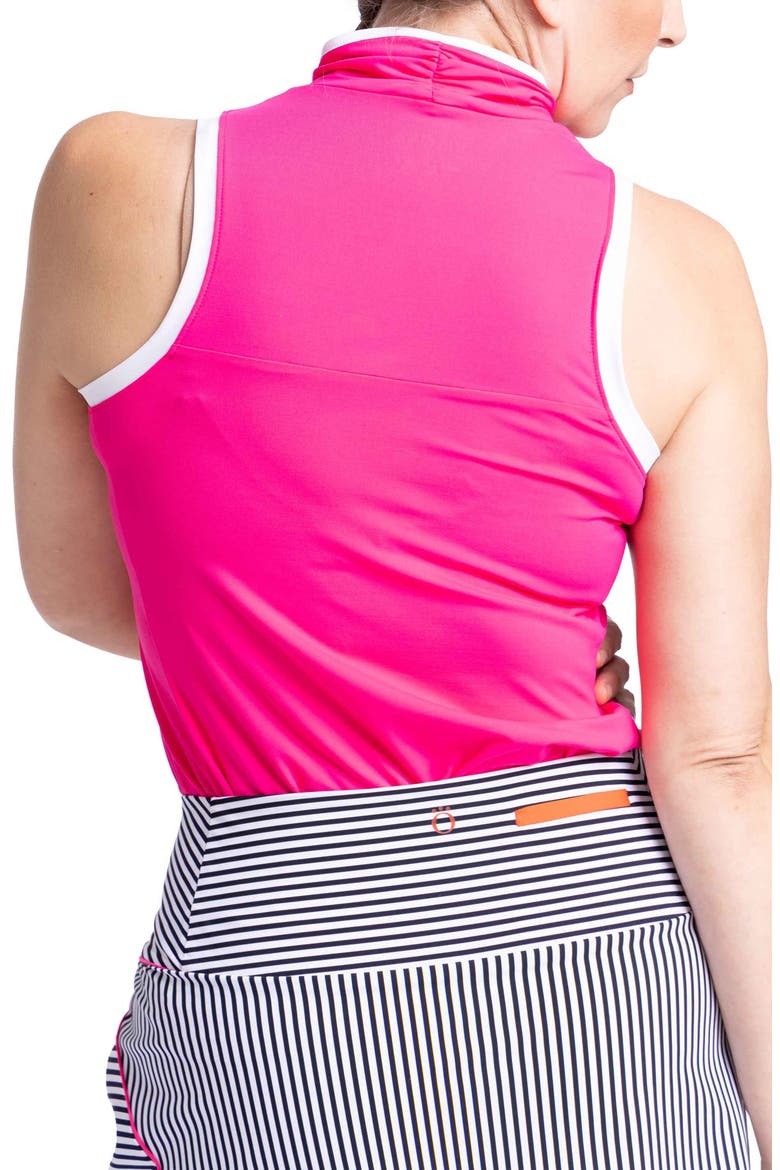 Overlap Wrap Sleeveless Golf Top, Alternate, color, PREPPY PINK