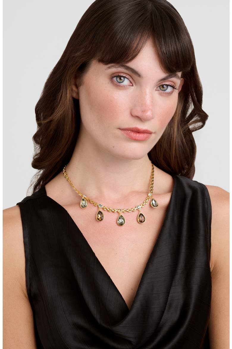 Davina Crystal Drop Necklace, Alternate, color, GOLD TONE/ TOPAZ CRYSTAL