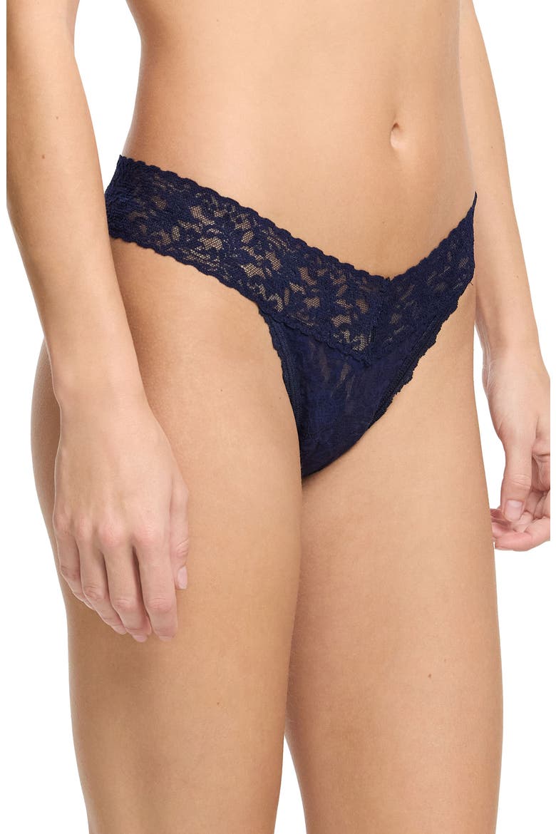 x Saalt Signature Lace Leakproof Original Rise Thong, Alternate, color, NAVY