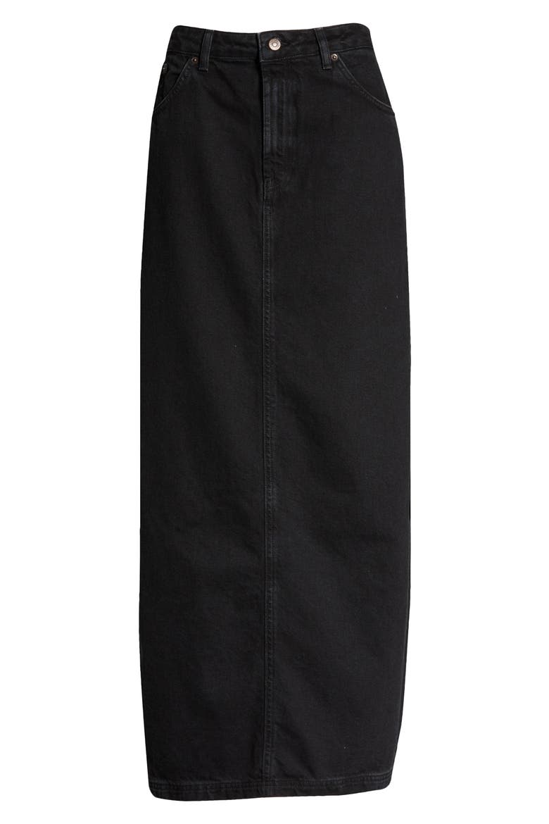 Denim Maxi Skirt, Alternate, color, BLACK