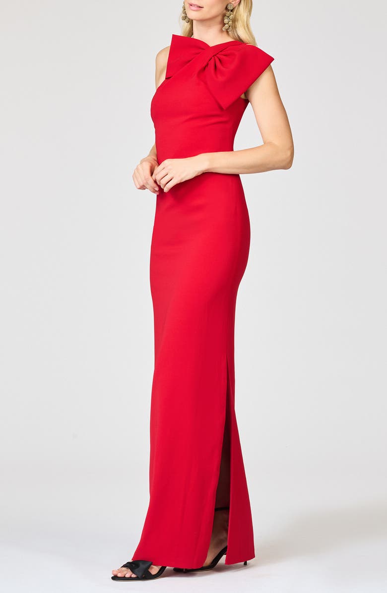 Sachin & Babi Cosette Bow One-Shoulder Column Gown, Alternate, color, Cardinal