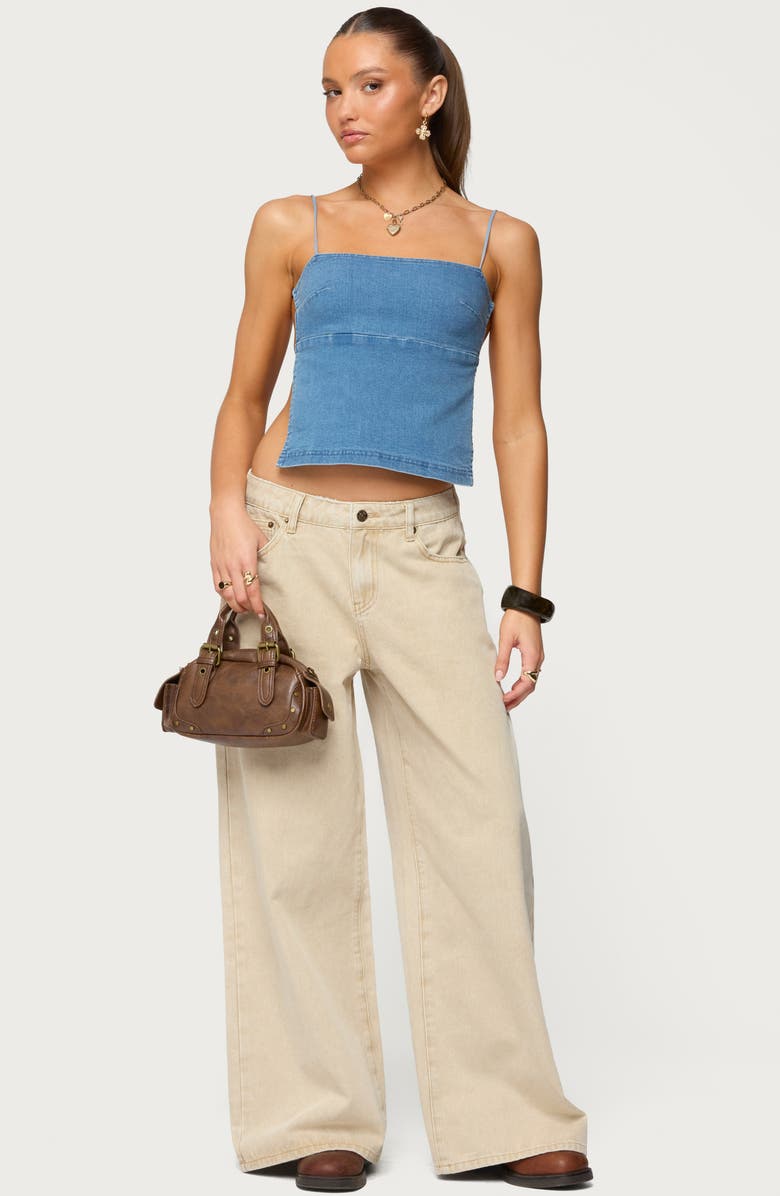 EDIKTED Conley Backless Denim Top, Alternate, color,