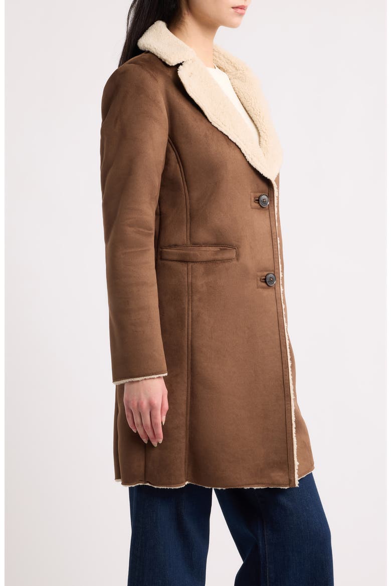 Faux Shearling Coat, Alternate, color, TOBACCO
