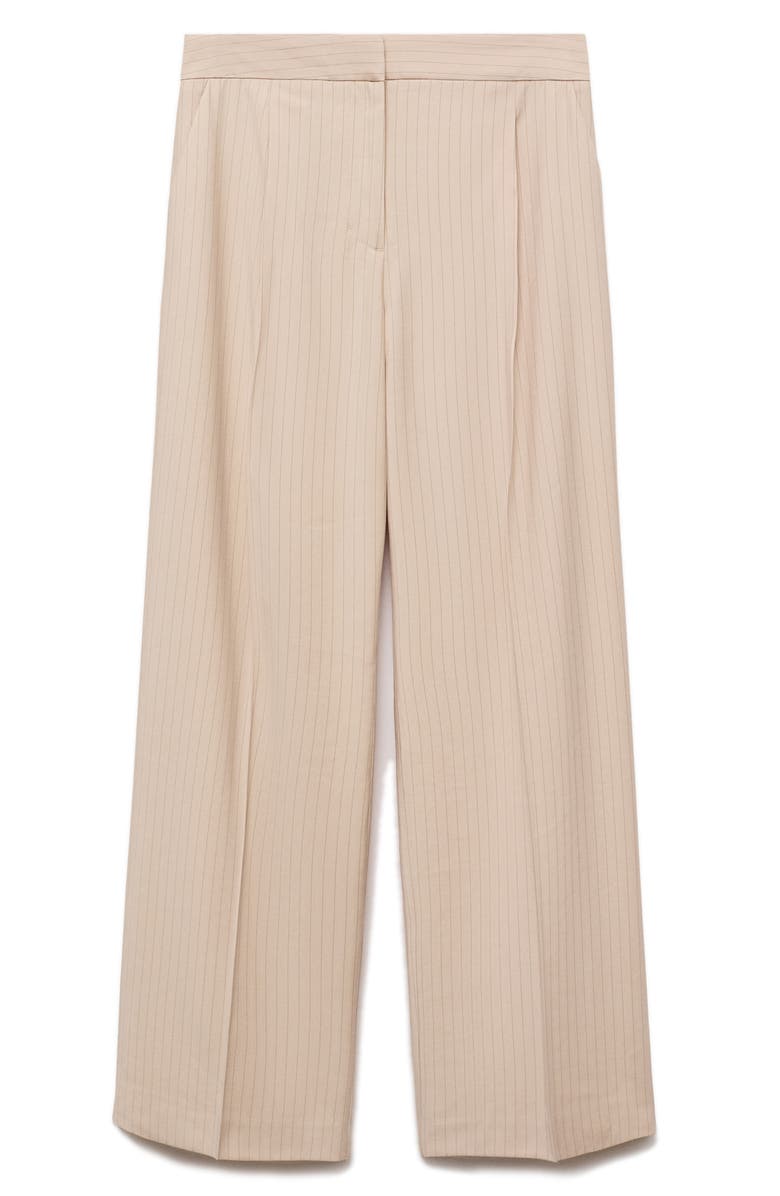 MANGO Pinstripe Pants, Alternate, color, Beige