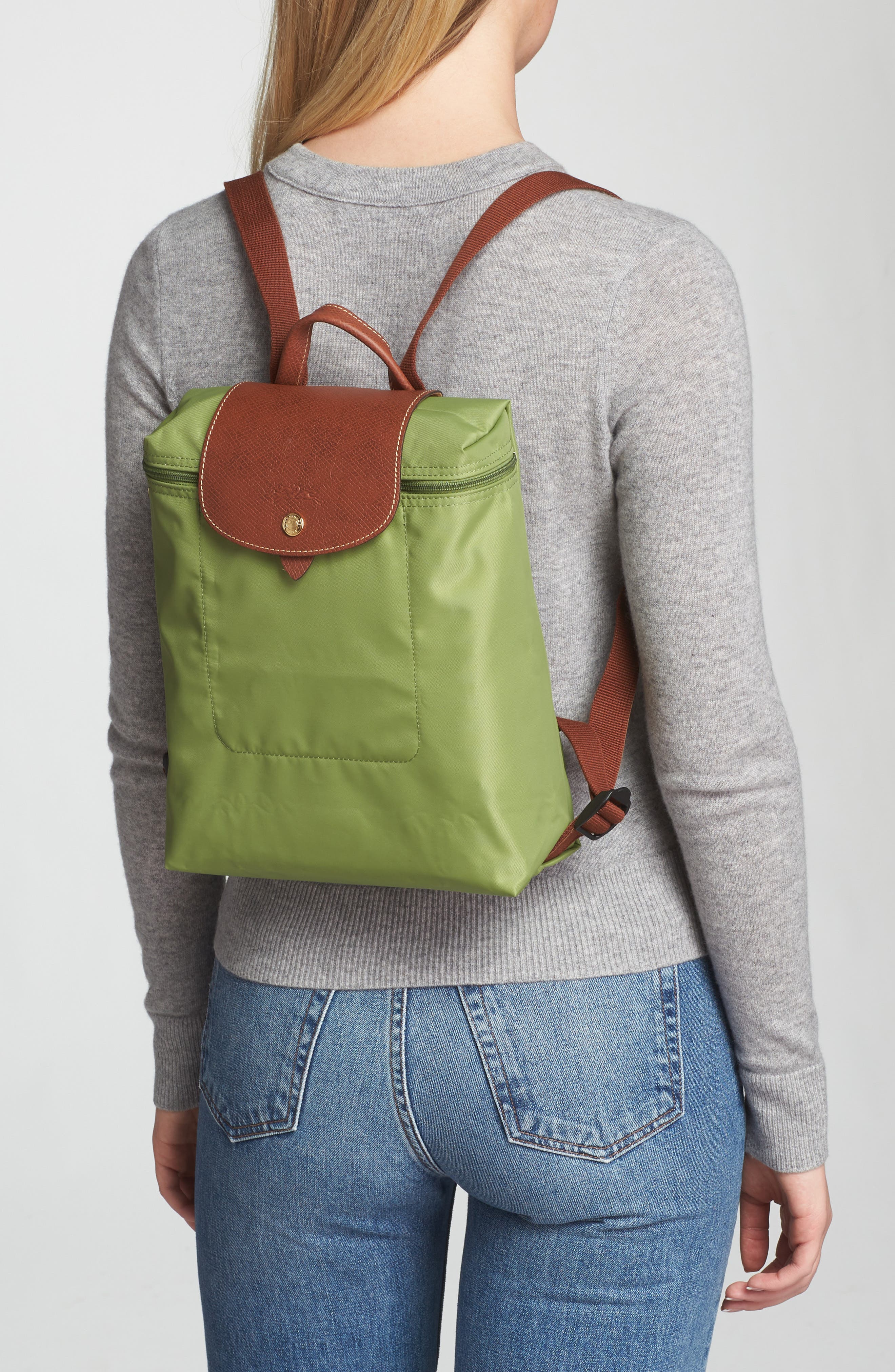 Longchamp Le Pliage Nylon Canvas Backpack, Alternate, color, Lichen