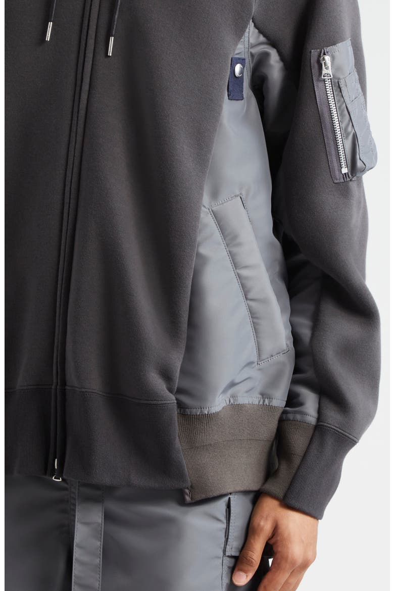 Sponge Sweat Mixed Media Zip Hoodie, Alternate, color, C/ GRAYC/ GRAY 339