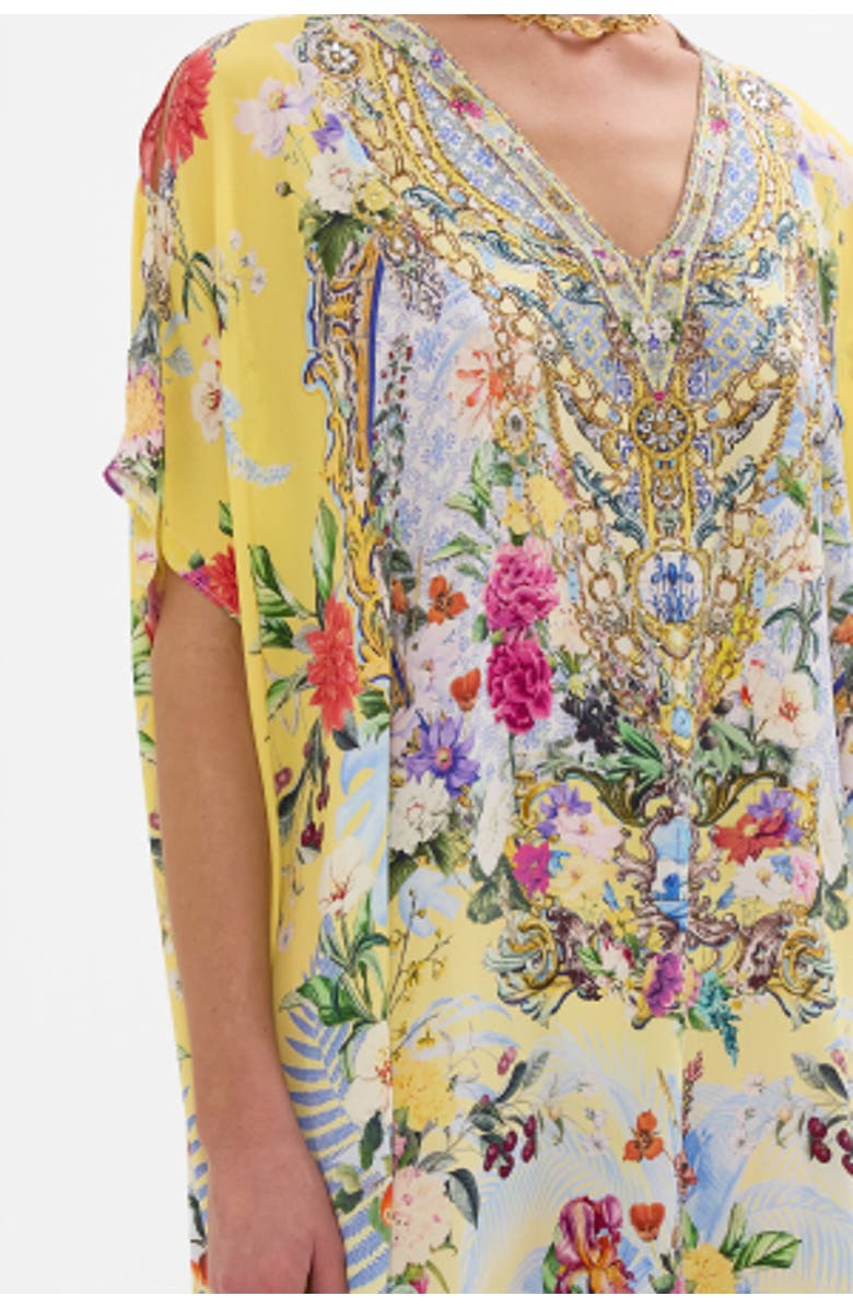 Camilla Slim Fit Kaftan With Split Flor Fantastica, Alternate, color, 