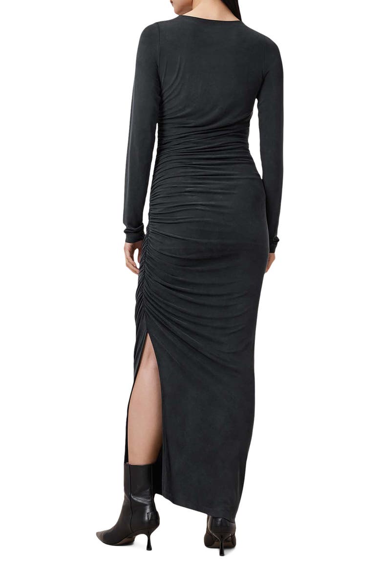 Hanako Long Sleeve Ruched Dress, Alternate, color, BLACK