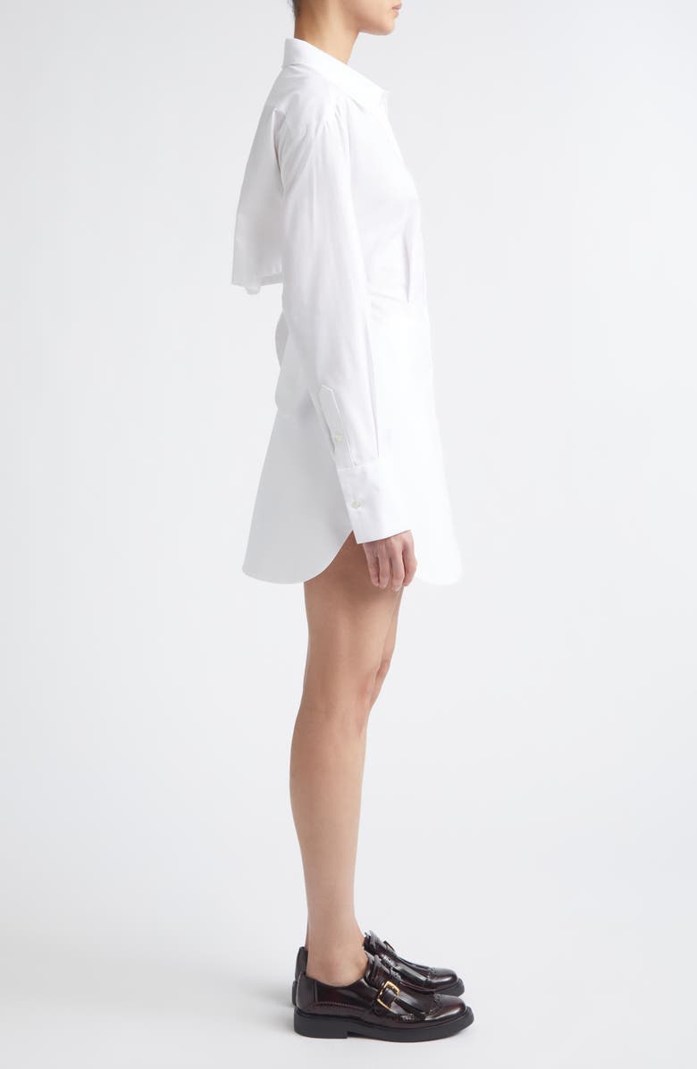 MONSE Bunny Ear Tied Long Sleeve Cotton Poplin Shirtdress, Alternate, color, White