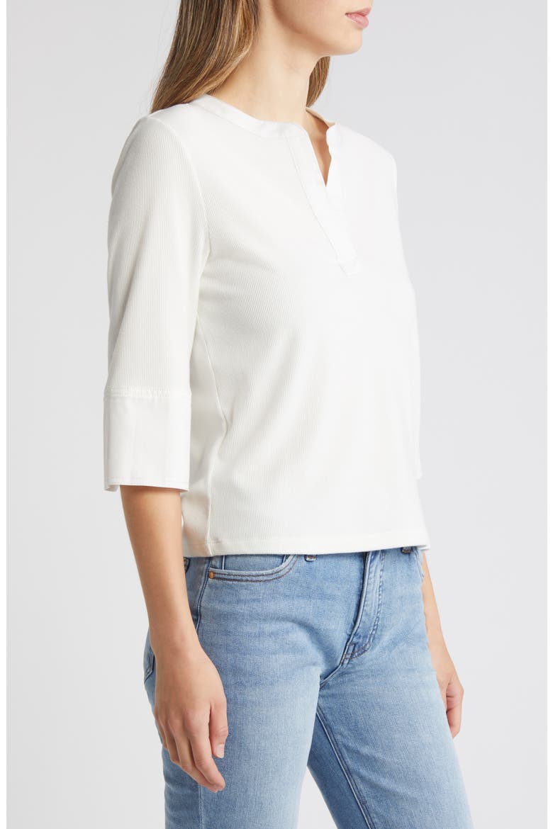 Split Neck Top, Alternate, color, OFF WHITE