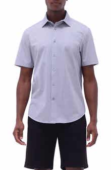 Bugatchi Miles OoohCotton® Seigaiha Print Short Sleeve Button-Up Shirt