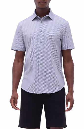Bugatchi Miles OoohCotton® Seigaiha Print Short Sleeve Button-Up Shirt