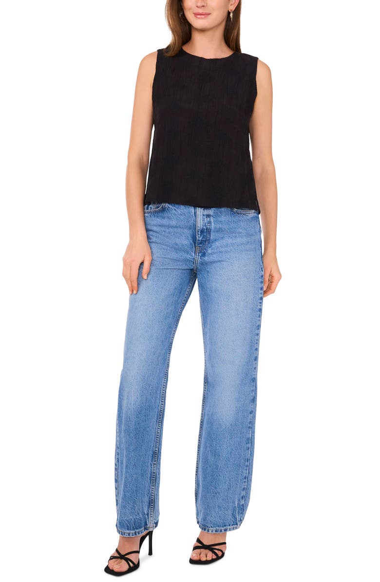 Vince Camuto Textured Gauze Sleeveless Top, Alternate, color, Rich Black