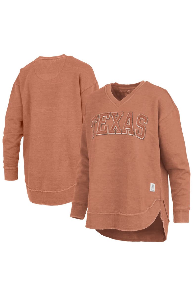 PRESSBOX Women's Pressbox Texas Orange Texas Longhorns Westin Poncho V-Neck Pullover Sweatshirt, Main, color, Burnt Orange