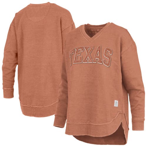 Pressbox Texas Orange Texas Longhorns Westin Poncho V-neck Pullover Sweatshirt In Brown