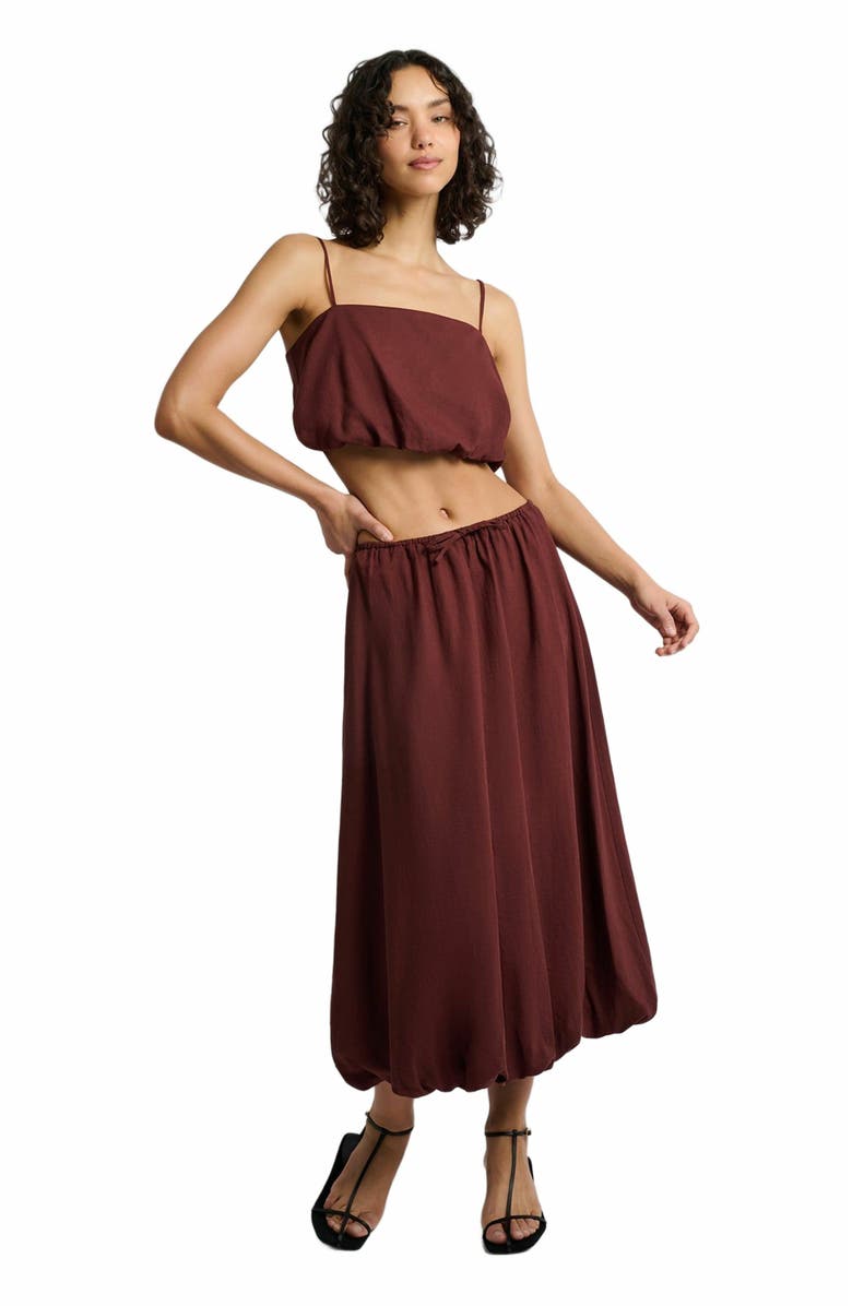 Onia Air Linen Bubble Maxi Skirt, Main, color, Rum