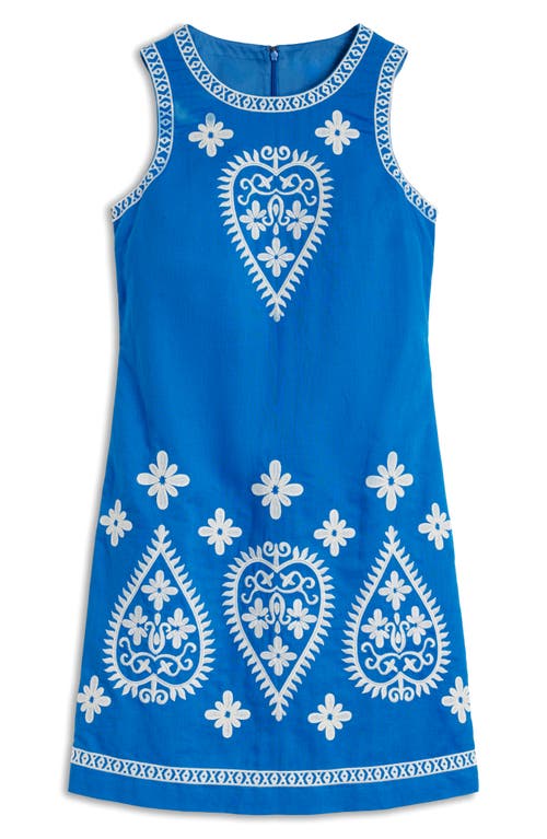 Boden Embroidered Linen Shift Dress-kingfisher Blue Female In Blue