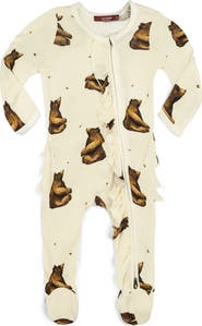 Milkbarn Ruffle Zipper Footed Romper