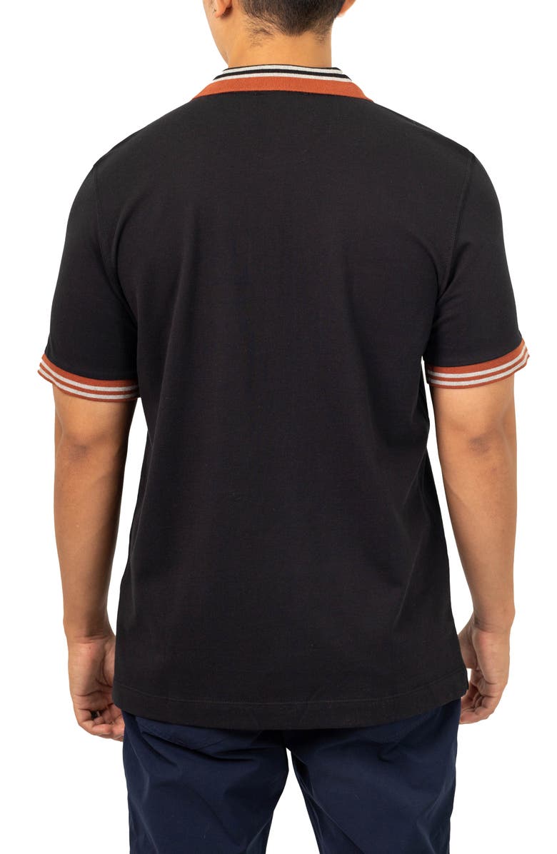 VELLAPAIS Lunas Contrast Collar Cotton Polo, Alternate, color, Black