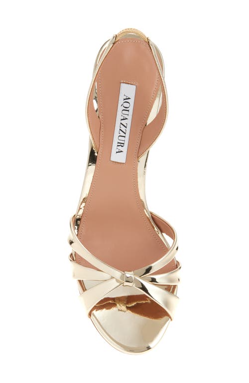 Aquazzura Tati 85 Metallic Leather Crossover Sandals In Soft Gold