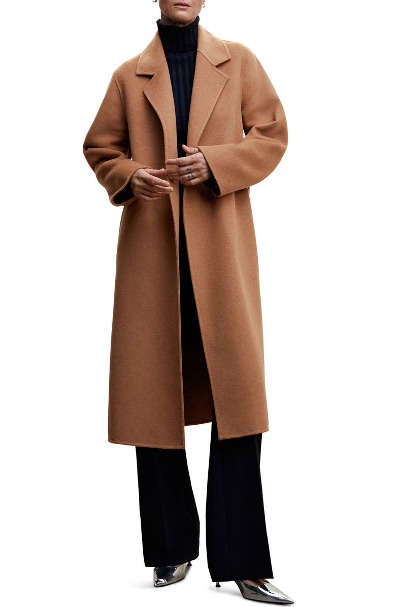 MANGO Belted Wool Blend Coat, Main, color,