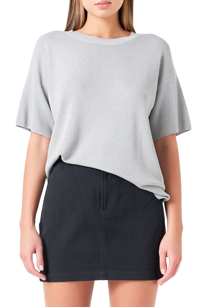 Metallic Knit Top, Main, color, GREY