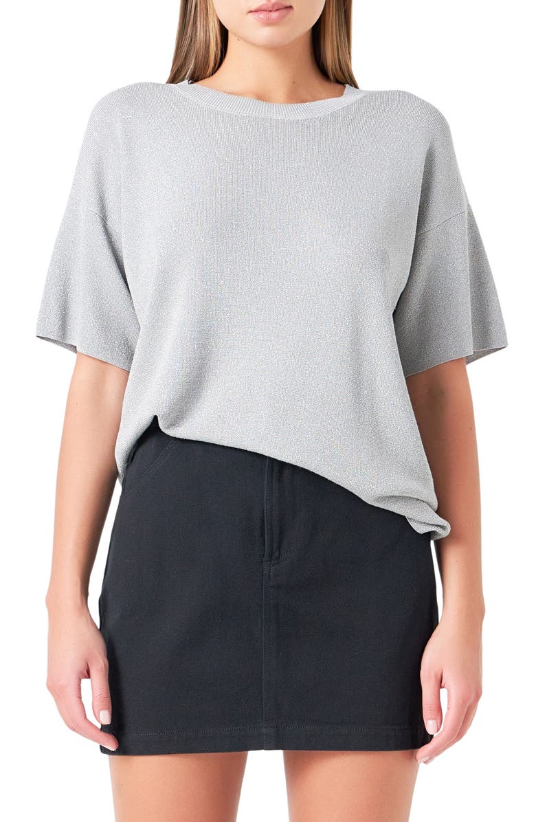 Grey Lab Metallic Knit Top, Main, color, Grey