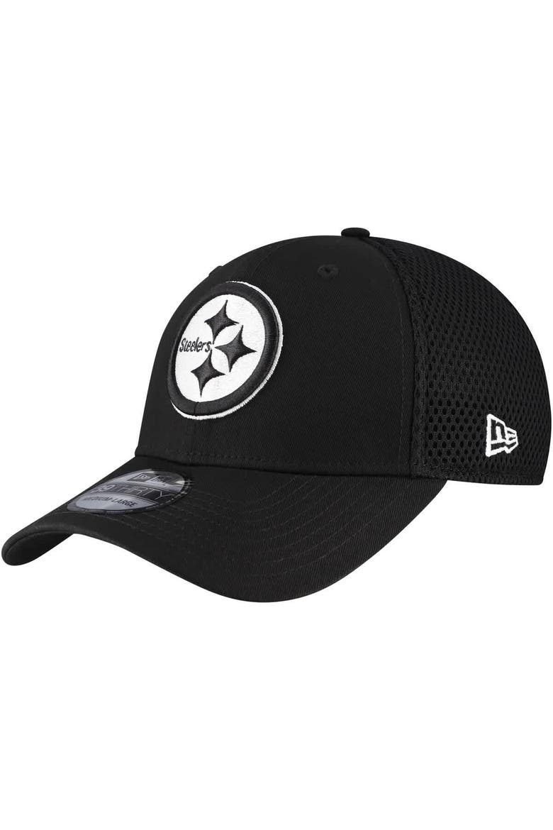 Men's New Era Black Pittsburgh Steelers Main Neo 39THIRTY Flex Hat, Alternate, color, Black