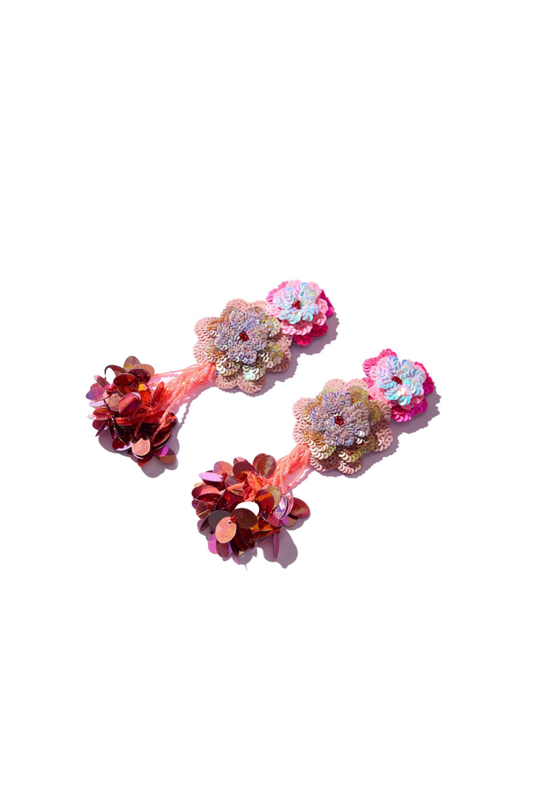 Peony Earrings, Alternate, color, Orange