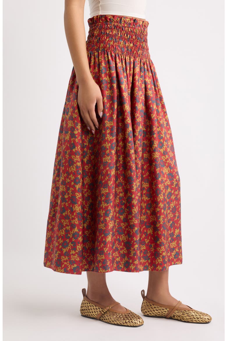 Canary Silk Midi Skirt, Alternate, color, GUILDED POPPY