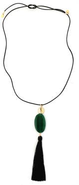Panacea Stone & Tassel Pendant Necklace