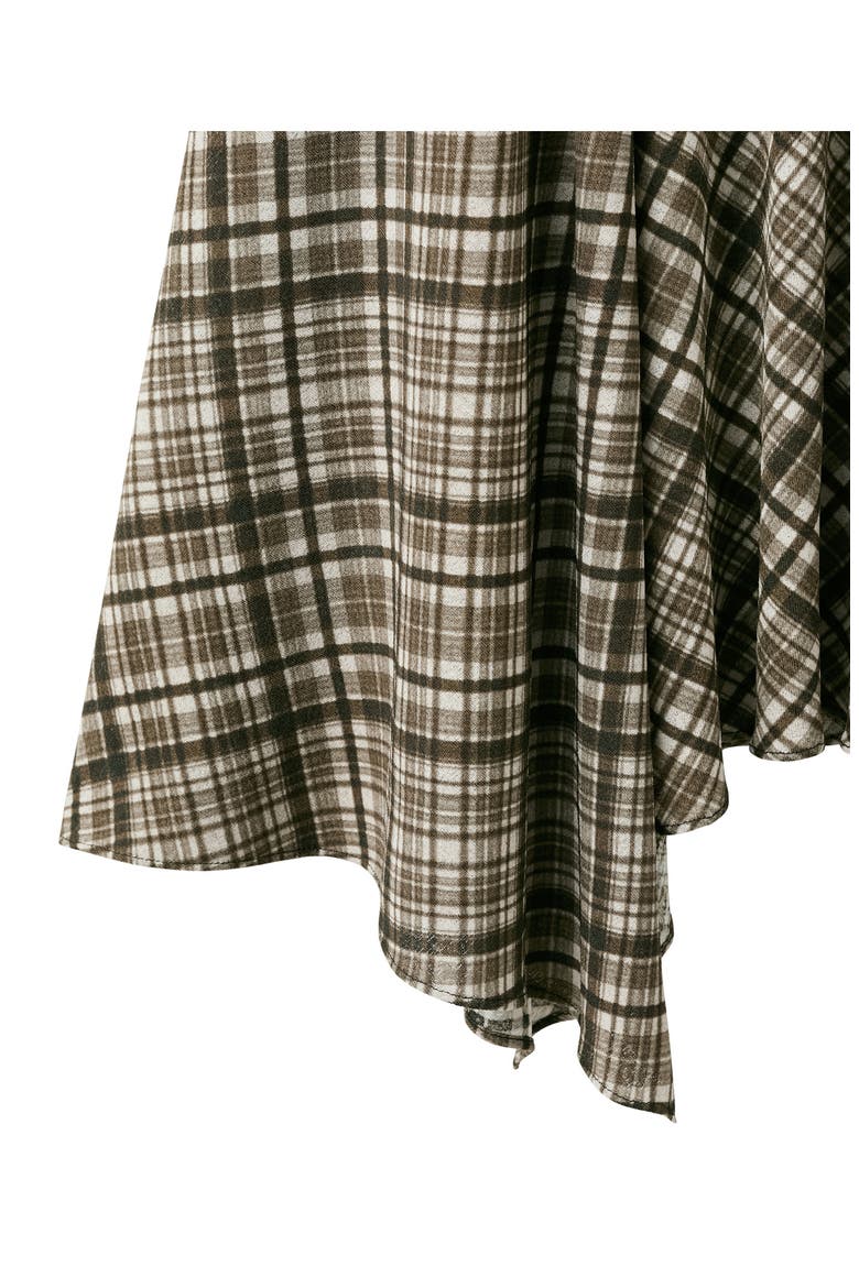 Check Asymmetric Maxi Skirt, Alternate, color, BROWN