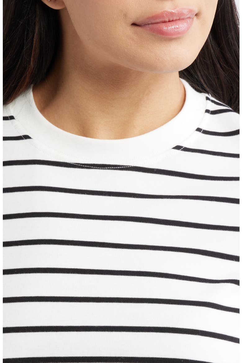 Stripe Cotton Crewneck T-Shirt, Alternate, color, BLACK WHITE STRIPE