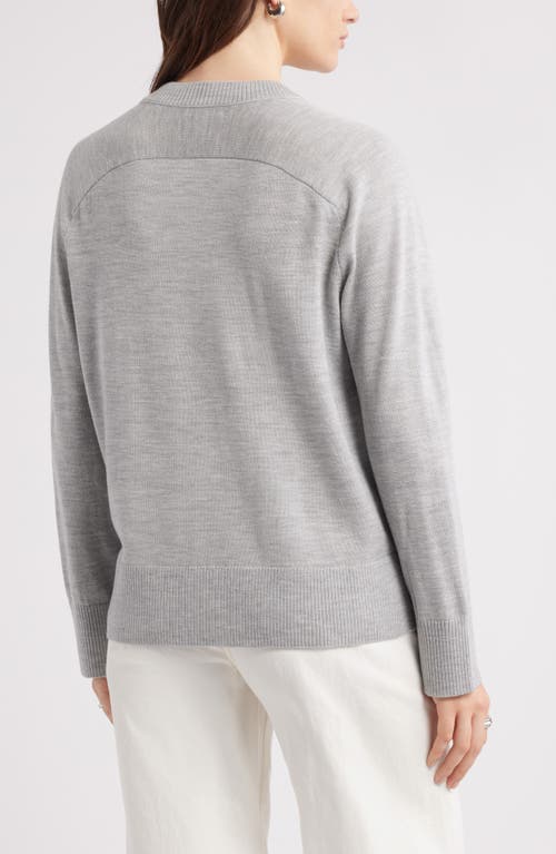 Nordstrom Button Detail Wool V-neck Sweater In Grey Heather