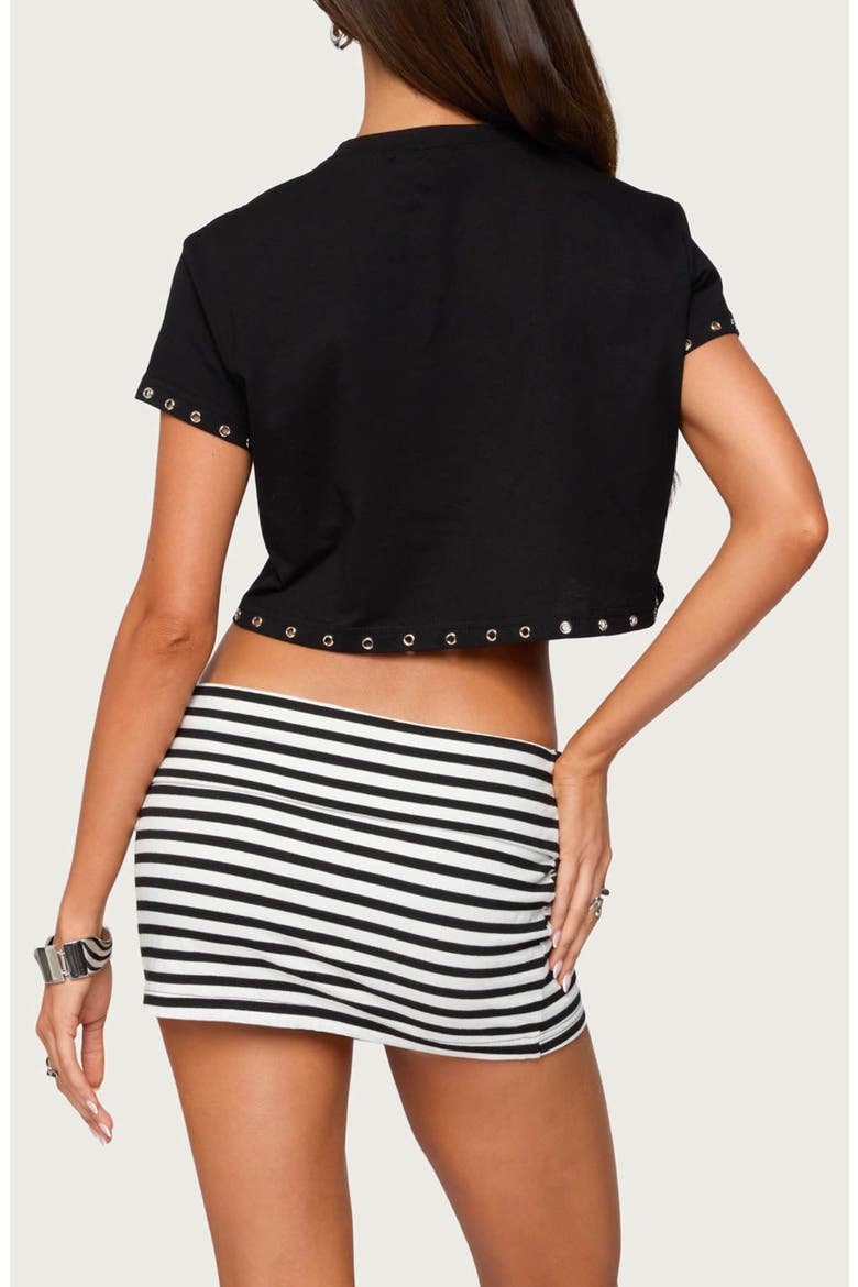 Helsa Grommet Crop Stretch Cotton T-Shirt, Alternate, color, BLACK