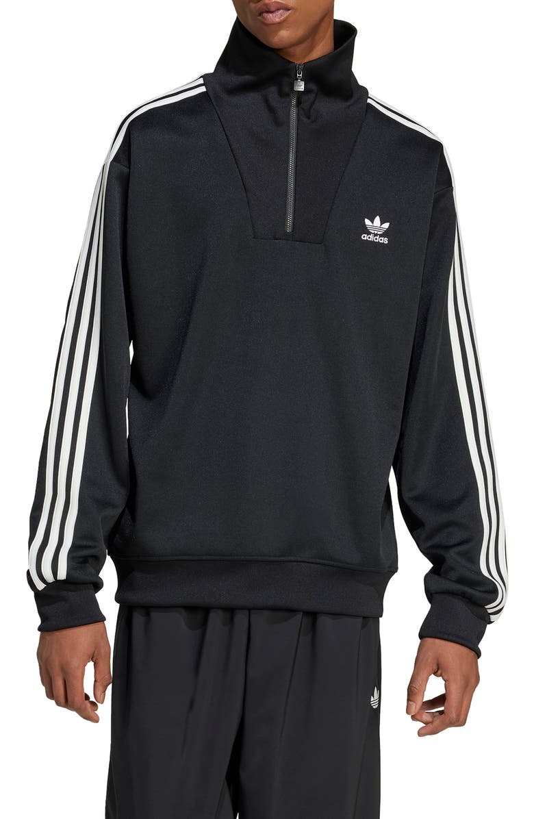 adidas Oversize Funnel Neck Quarter Zip Track Top, Main, color, Black