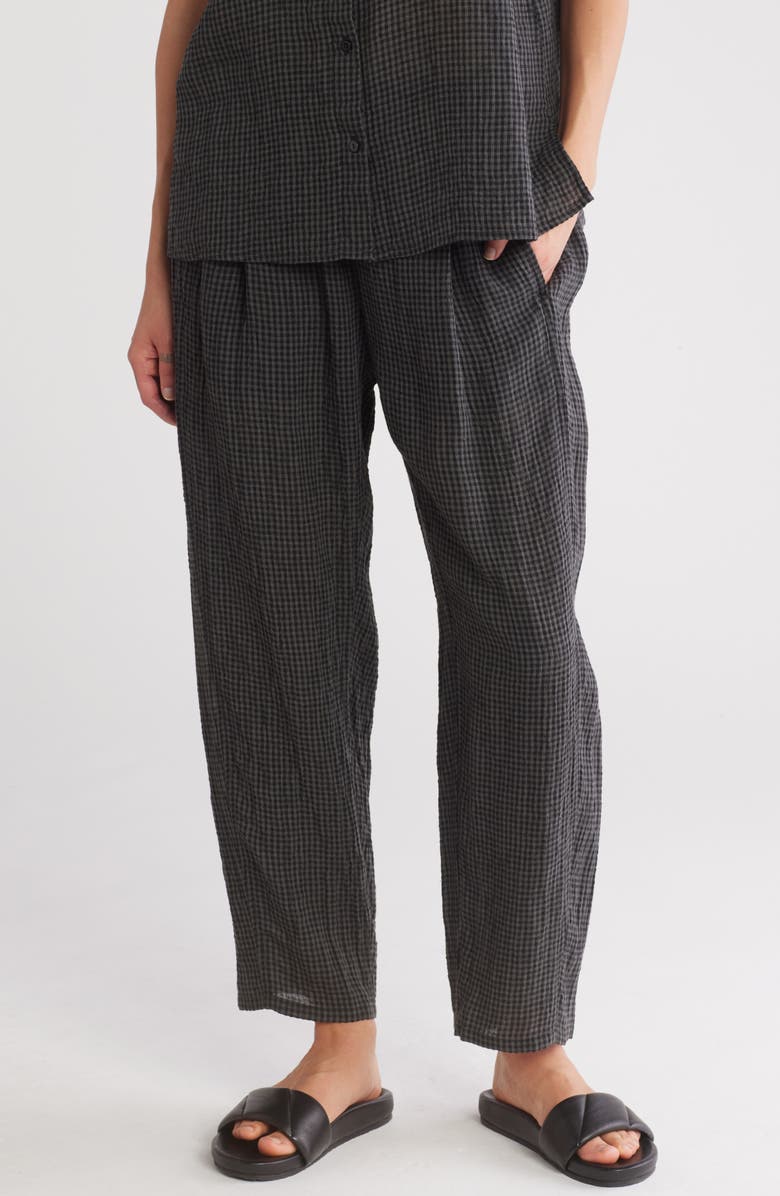 Eileen Fisher Microcheck Organic Linen Lantern Pants, Main, color, 