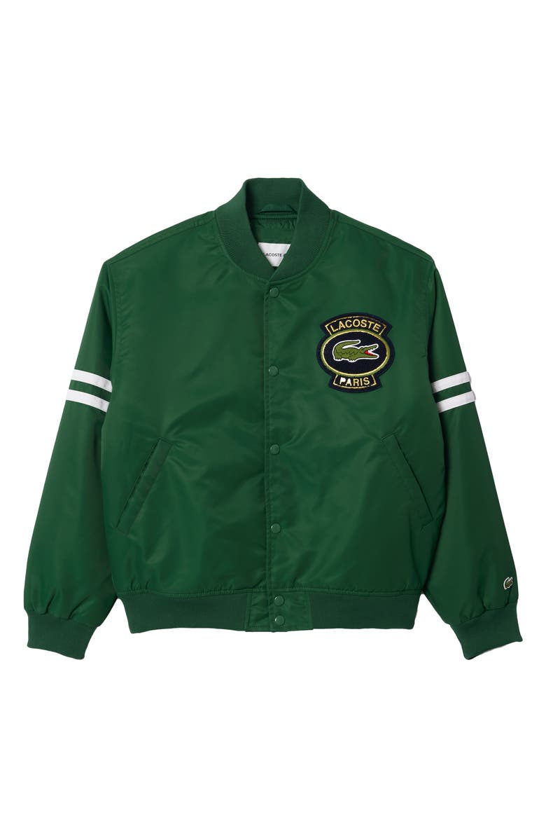 Lacoste Water Repellent Insulated Bomber Jacket, Main, color, Vert